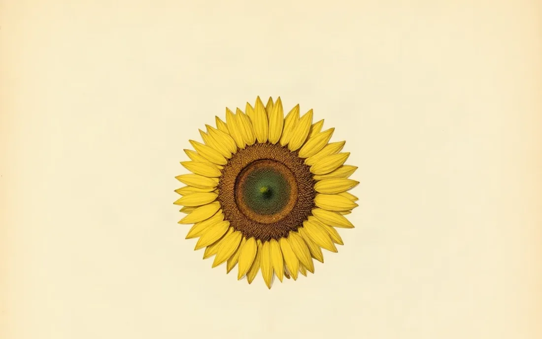 Tavola naturalistica: Capolino di girasole con le spirali dei semi.