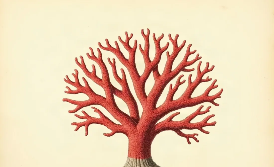 Tavola naturalistica: Ramo di corallo rosso.