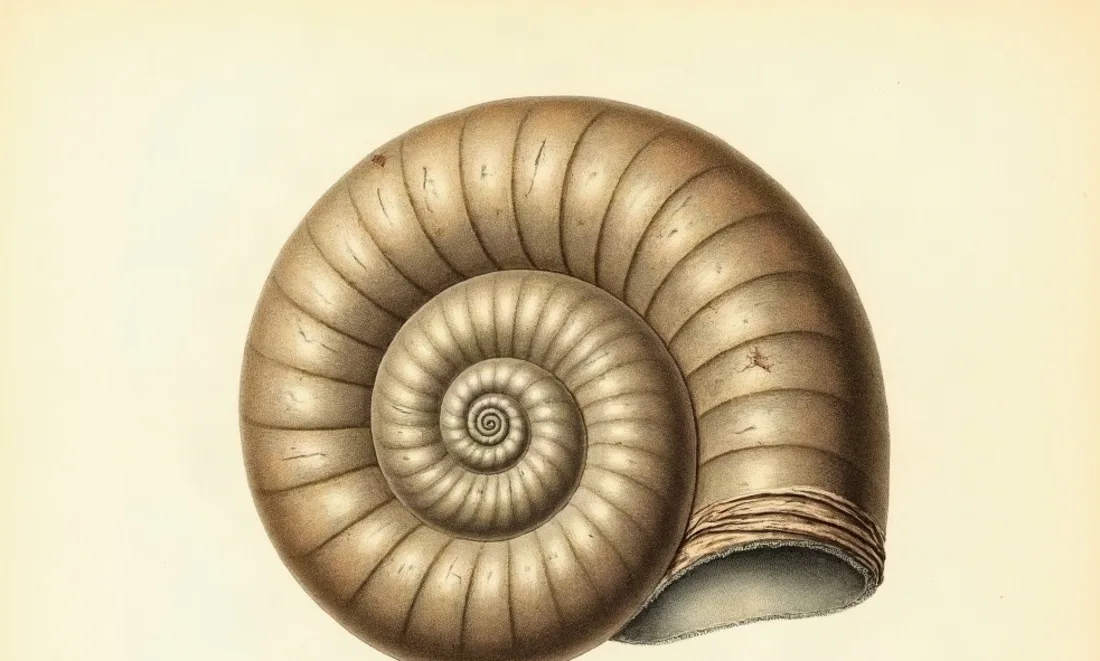 Tavola naturalistica: Conchiglia a spirale logaritmica.